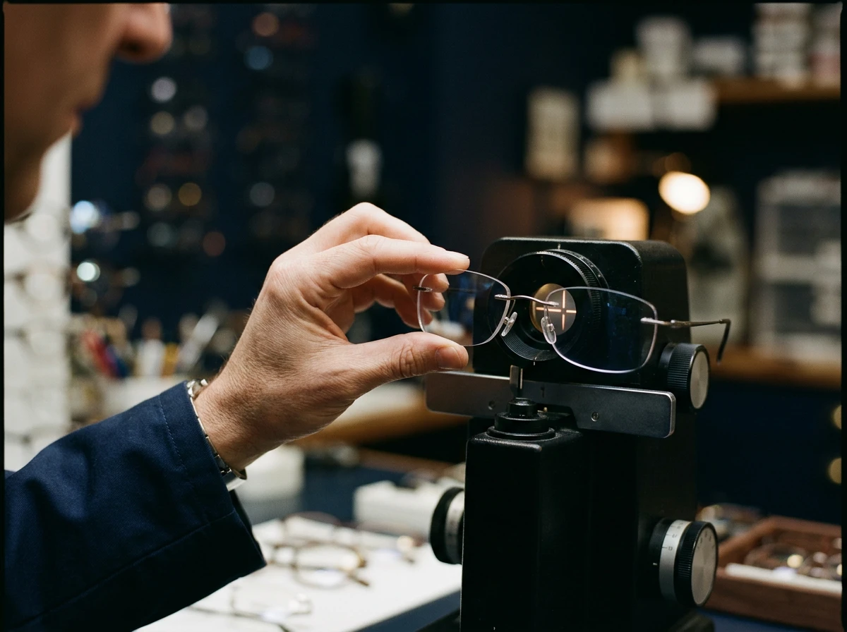 Optométriste ajustant des verres correcteurs avec précision